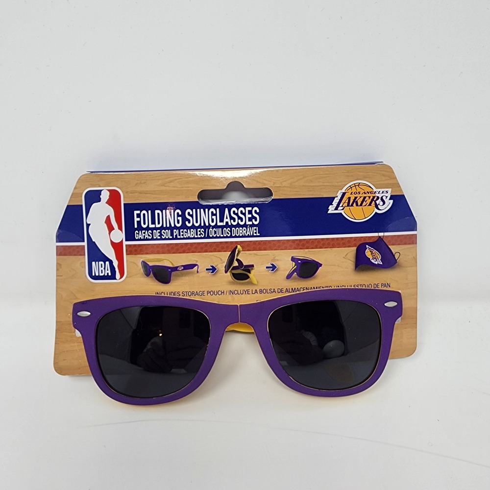 NBA Los Angeles Lakers Folding Sunglasses One Size Fan Gear Plastic Purple Gold